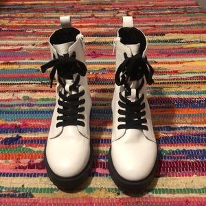 White Steve Madden Combat Boots